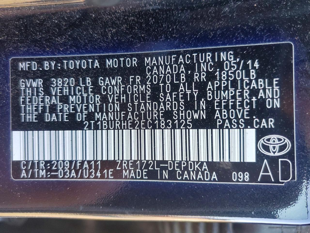 2014 Toyota Corolla l