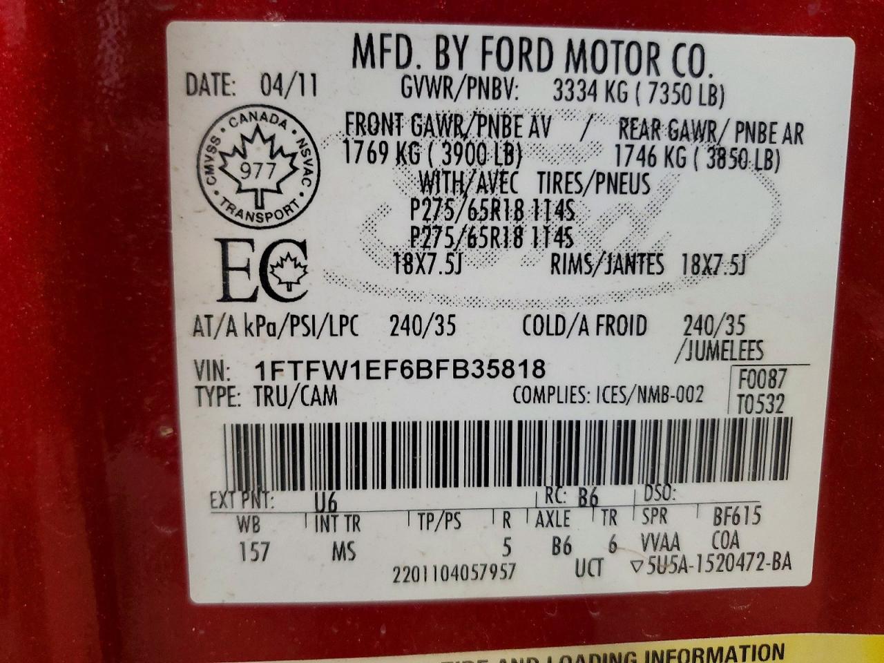 2011 Ford F150 XLT Supercrew 4