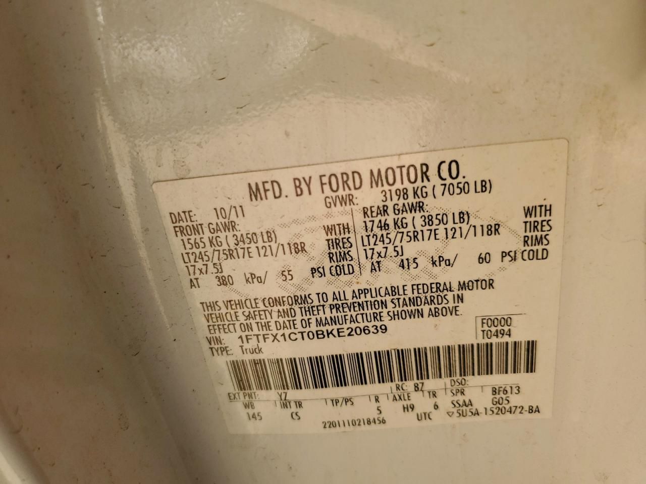 2011 Ford F150 Super cab