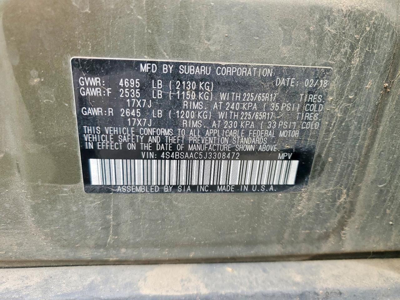 2018 Subaru Outback 2.5i