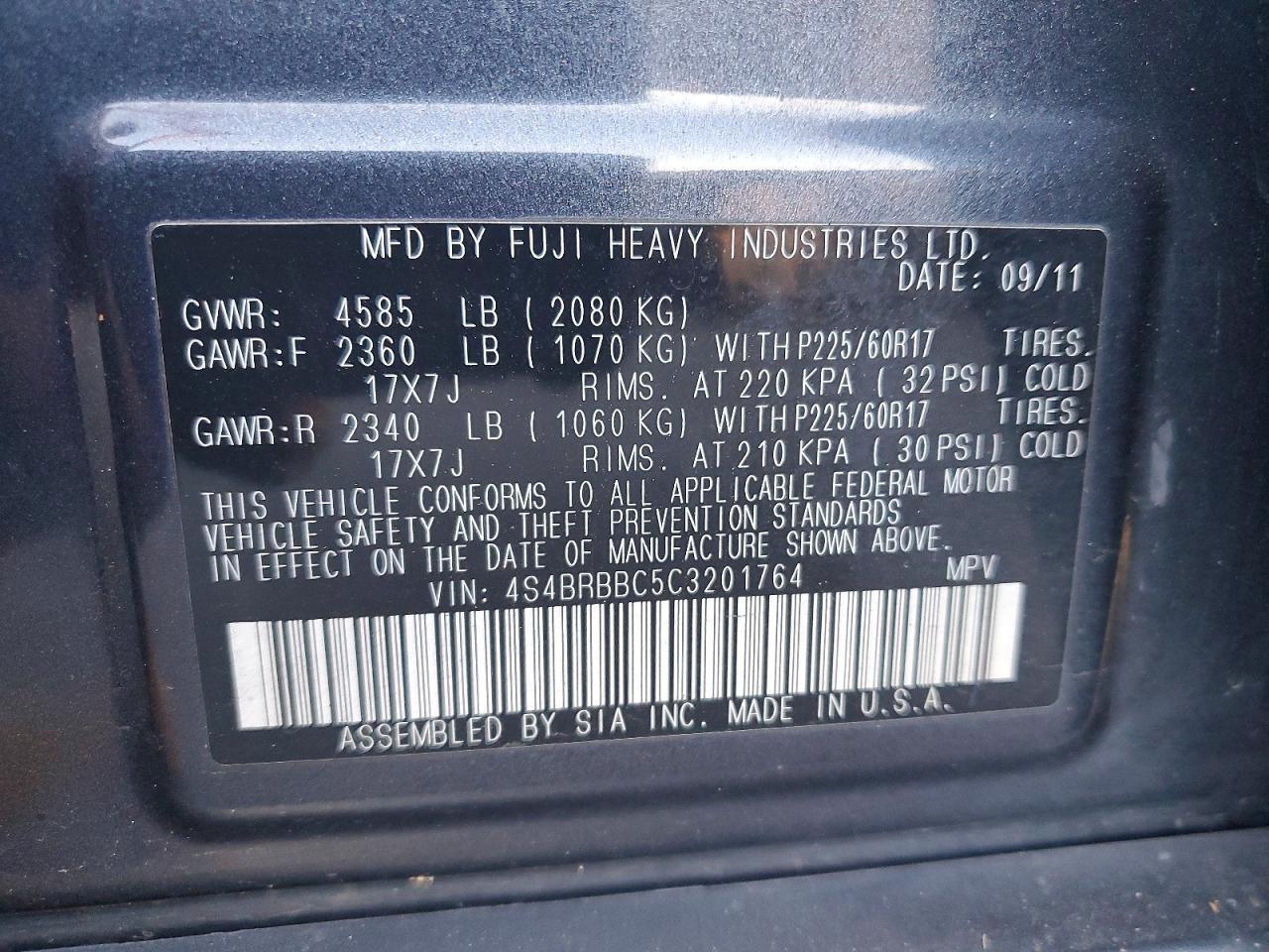 2012 Subaru Outback 2.5i Premium