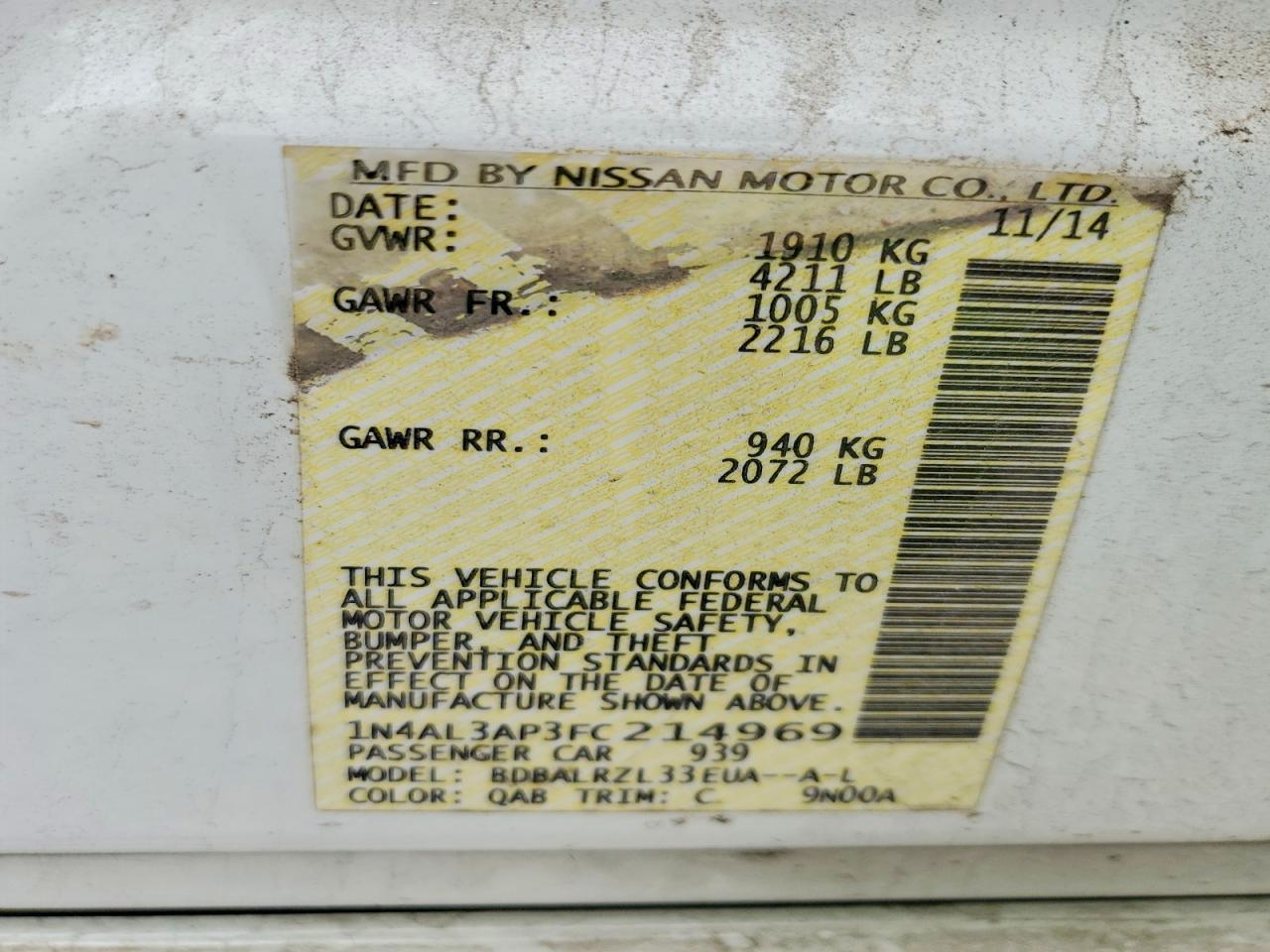 2015 Niss Altima 2.5