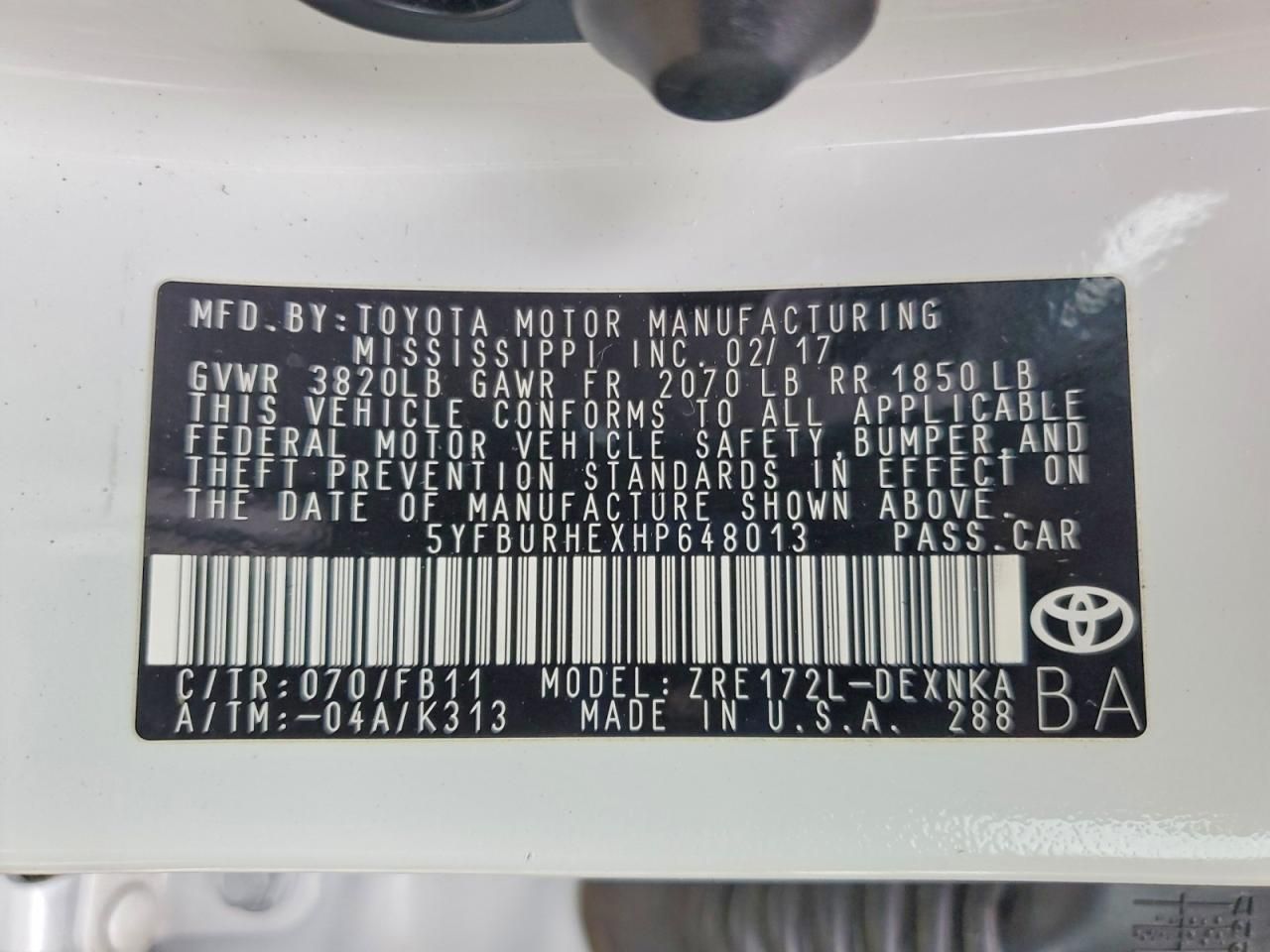 2017 Toyota Corolla l