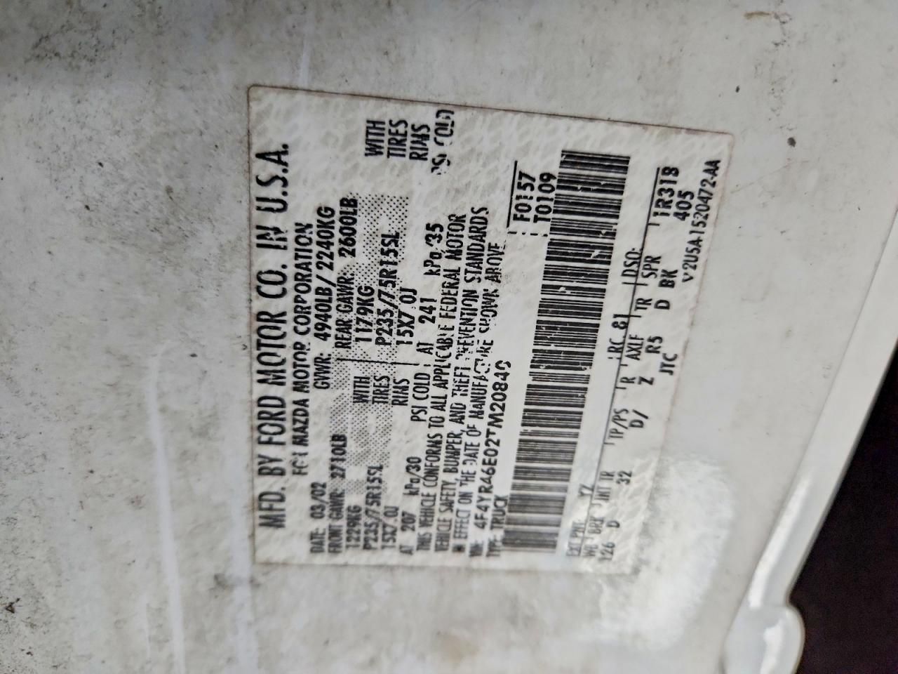 2002 Mazda B4000 cab Plus