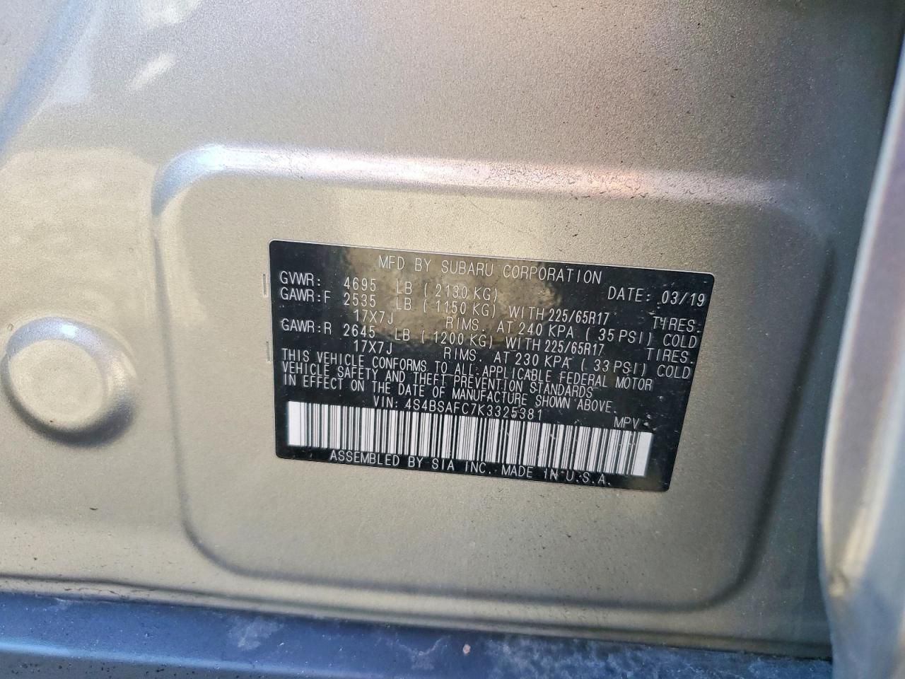 2019 Subaru Outback 2.5i Premium