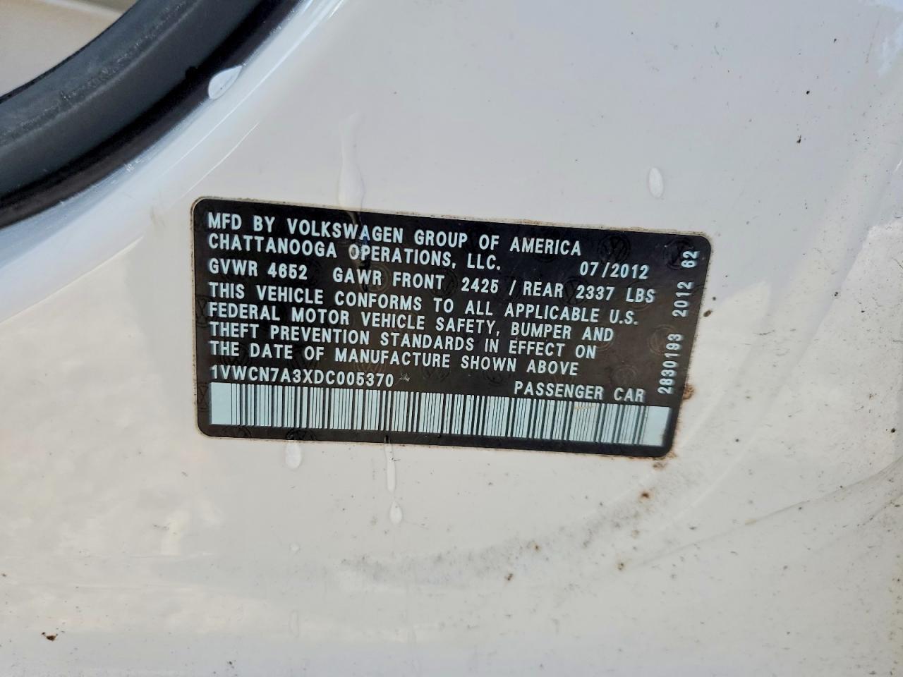 2013 Volkswagen Passat sel