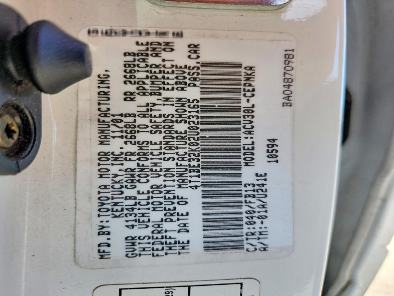 2002 Toyota Camry le