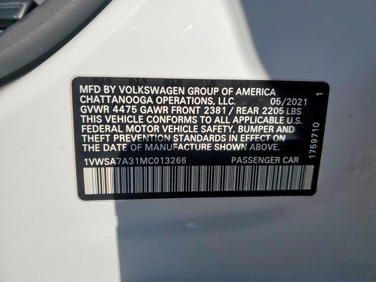 2021 Volkswagen Passat se