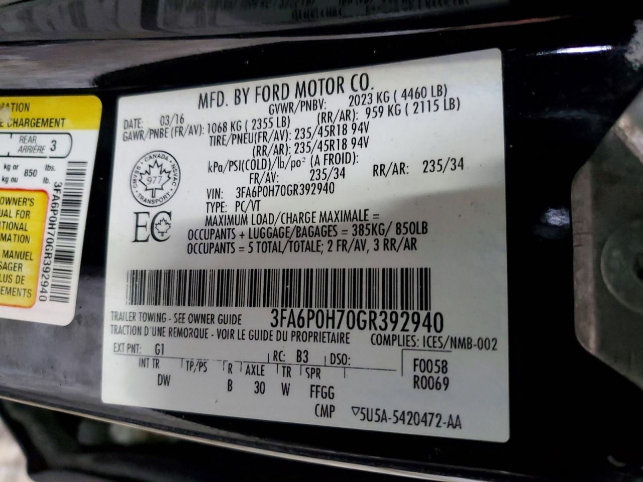 2016 Ford Fusion se