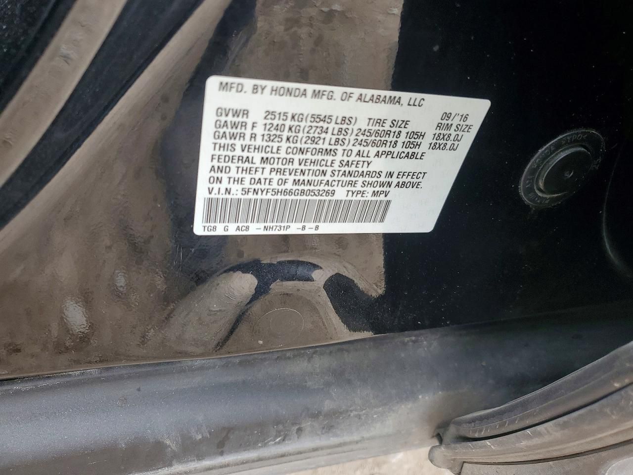 2016 Honda Pilot exl