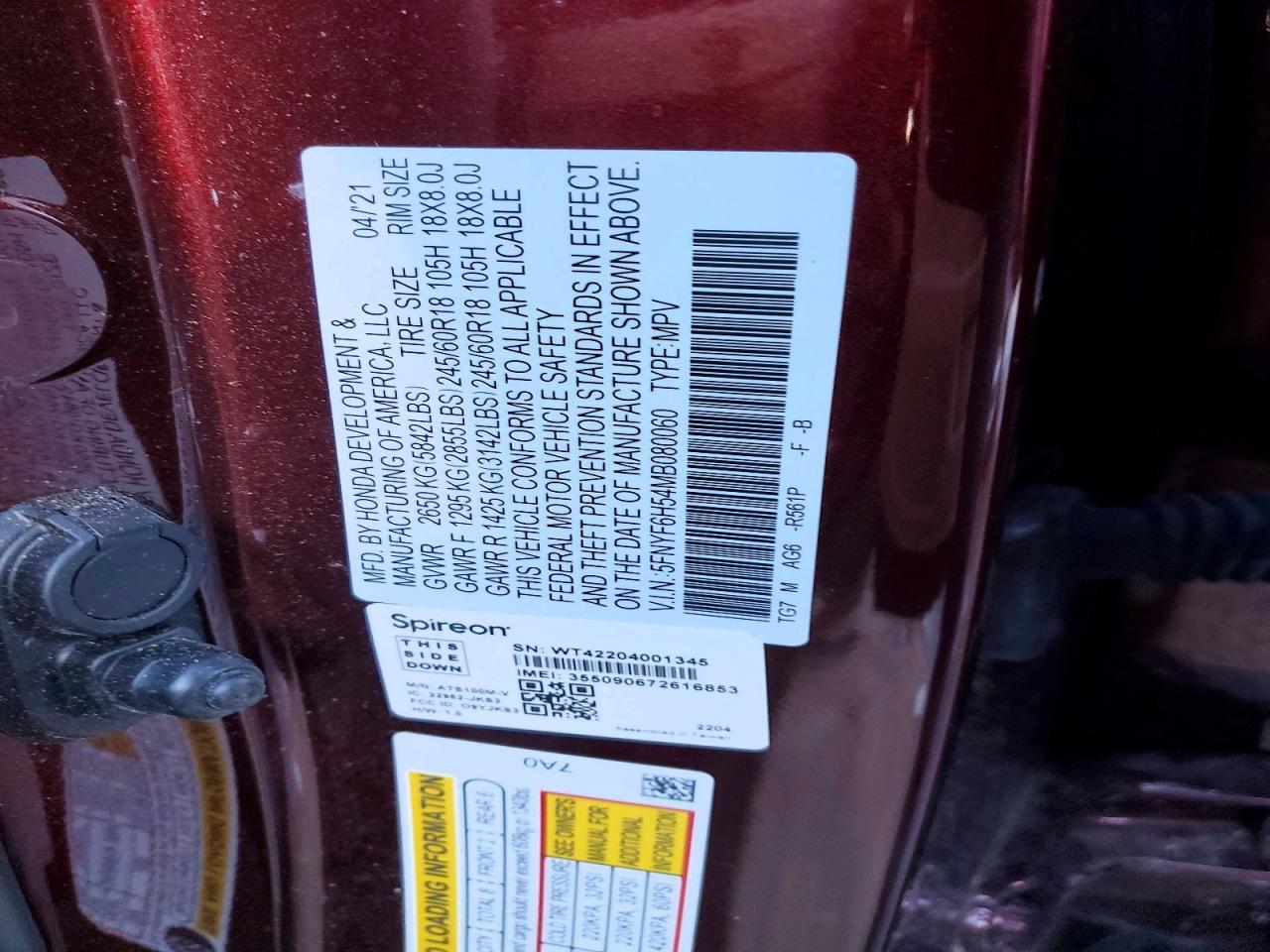 2021 Honda Pilot exl