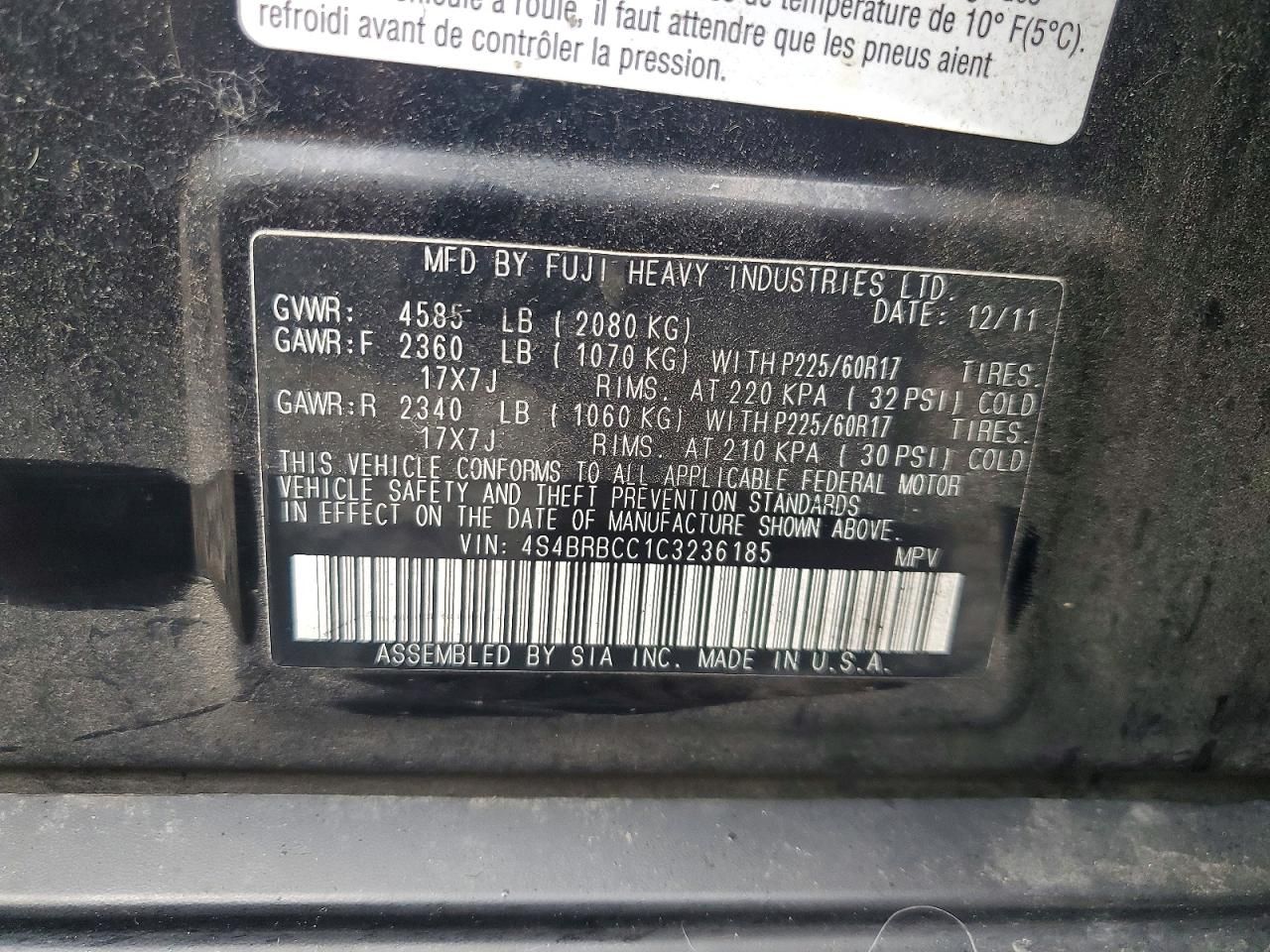 2012 Subaru Outback 2.5i Premium