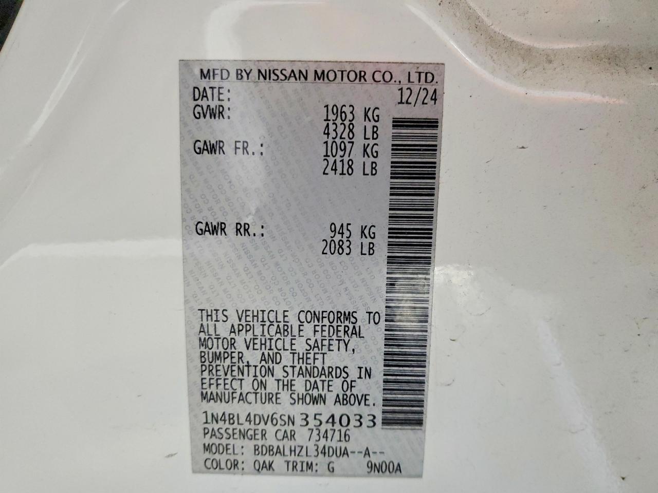 2025 Nissan Altima 2.5 sv