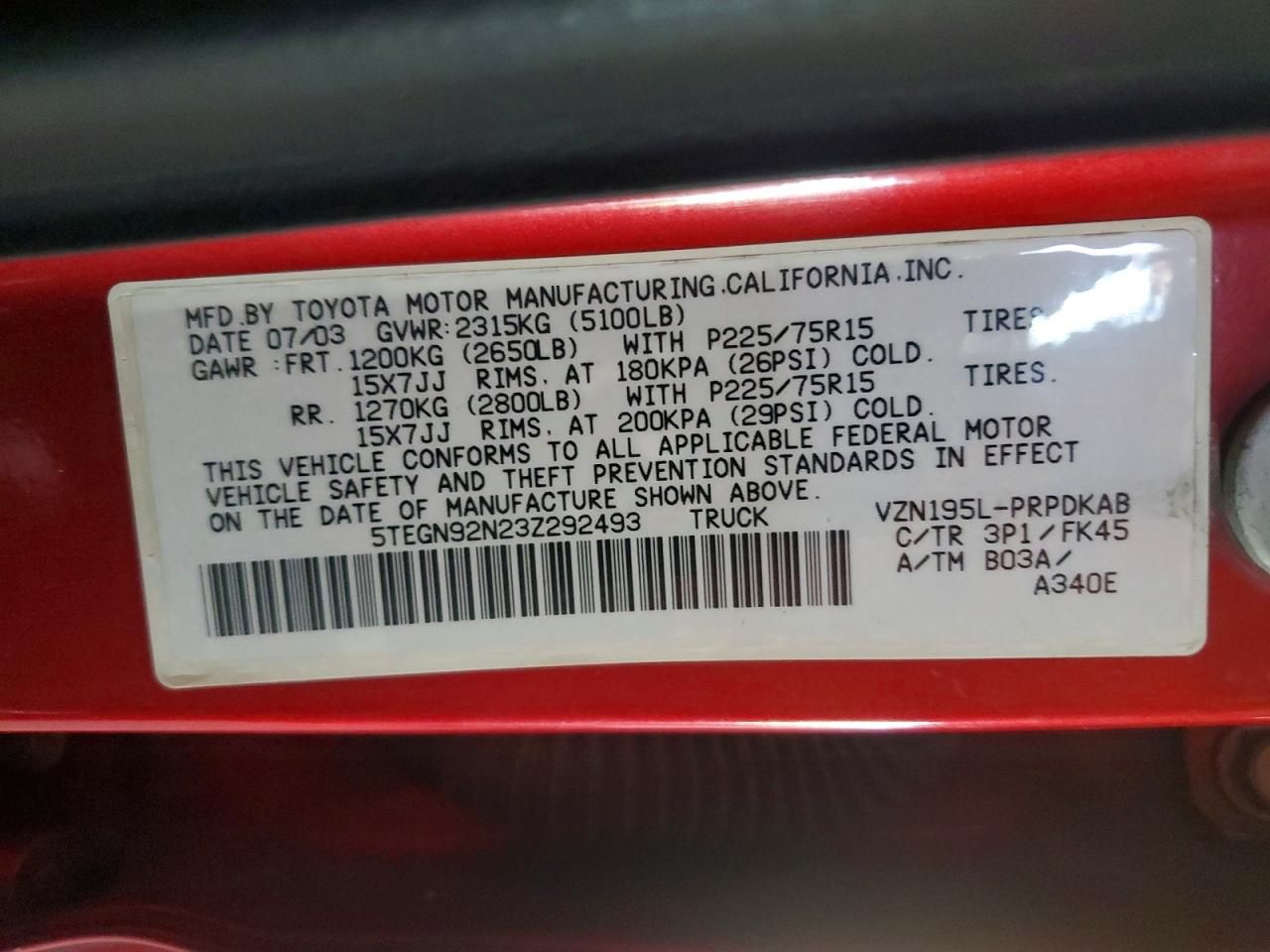 2003 Toyota Tacoma Double cab Prerunner