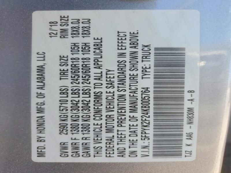 2019 Honda Ridgeline rt