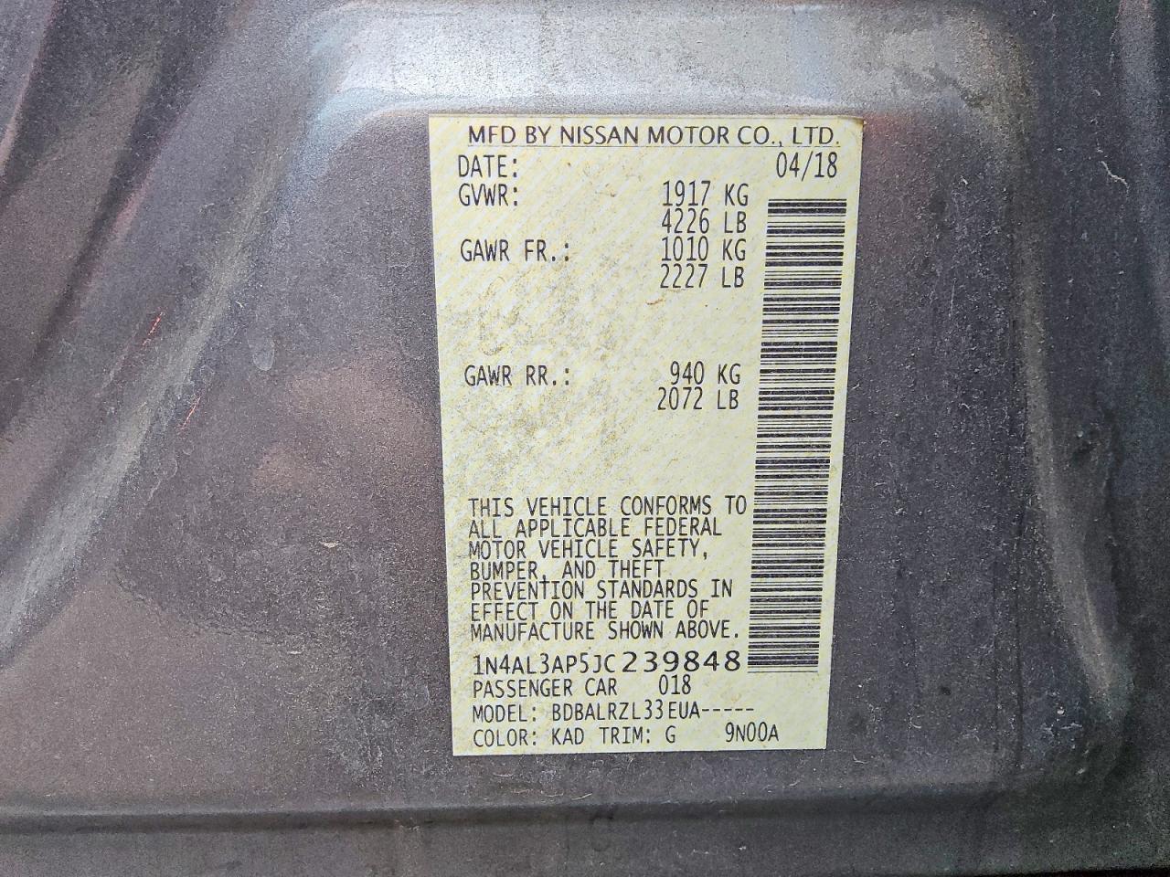 2018 Nissan Altima 2.5