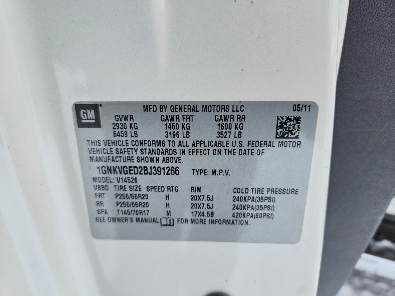 2011 Chevrolet 2011 Chev Traverse l