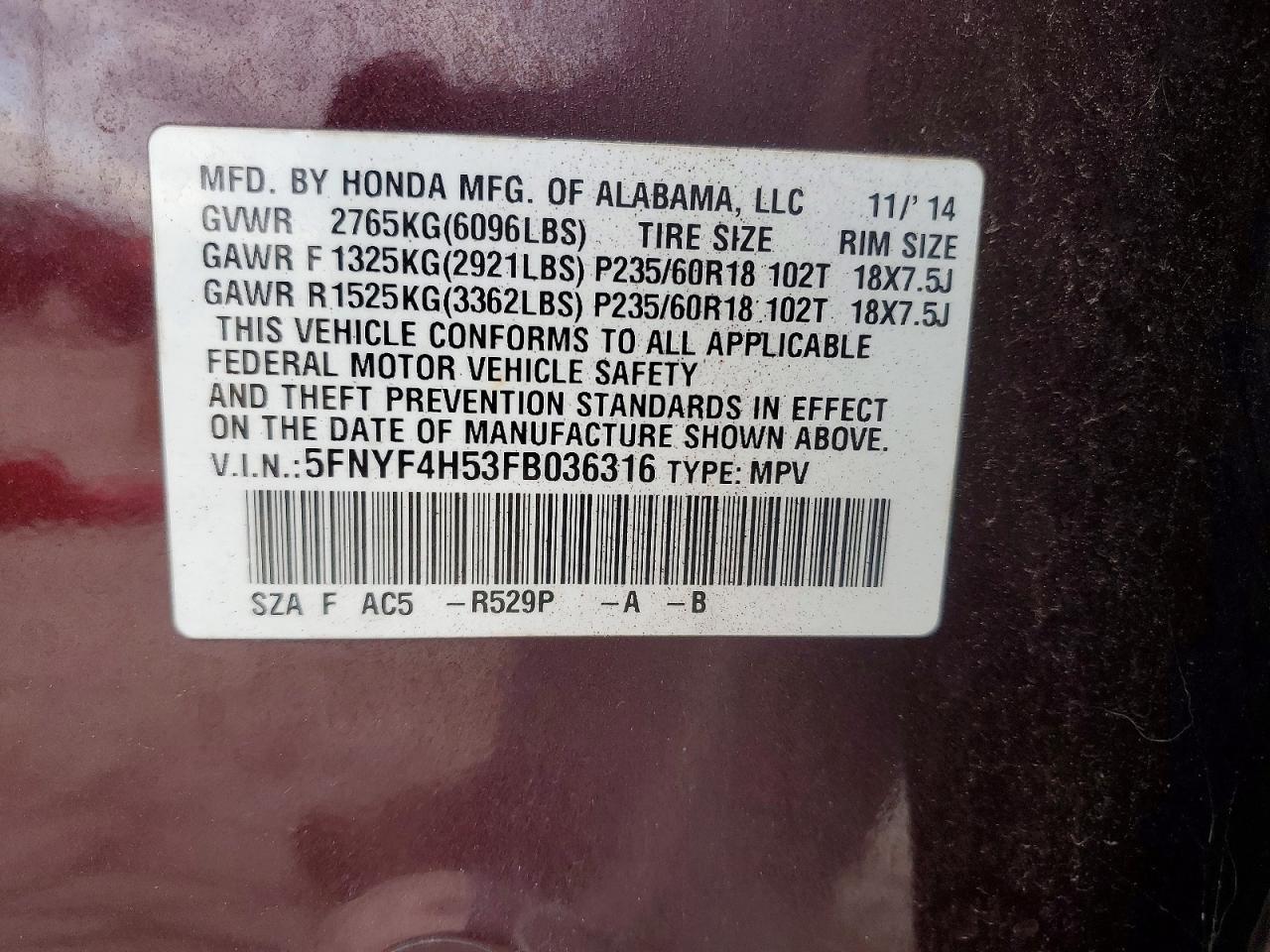 2015 Honda Pilot exl