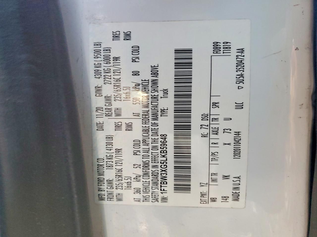 2020 Ford Transit 350 Delivery Van