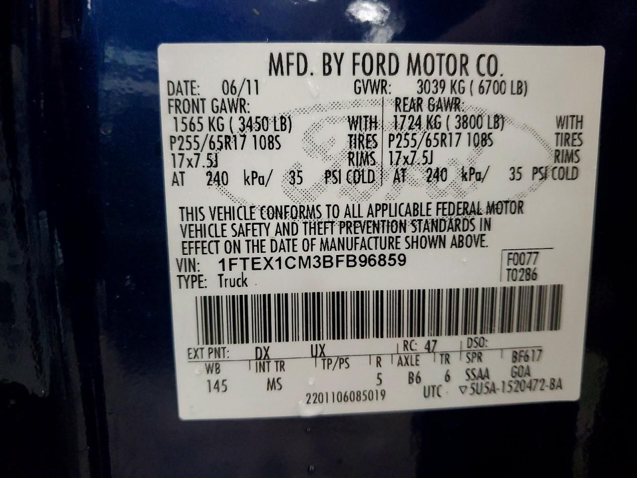 2011 Ford F150 Super cab