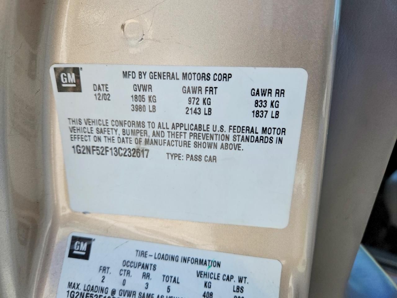 2003 Pontiac Grand am SE1