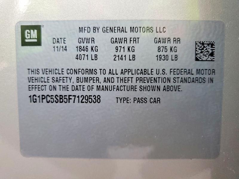 2015 Chevrolet Cruze lt
