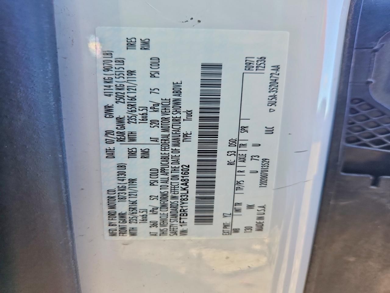 2020 Ford Transit T-250