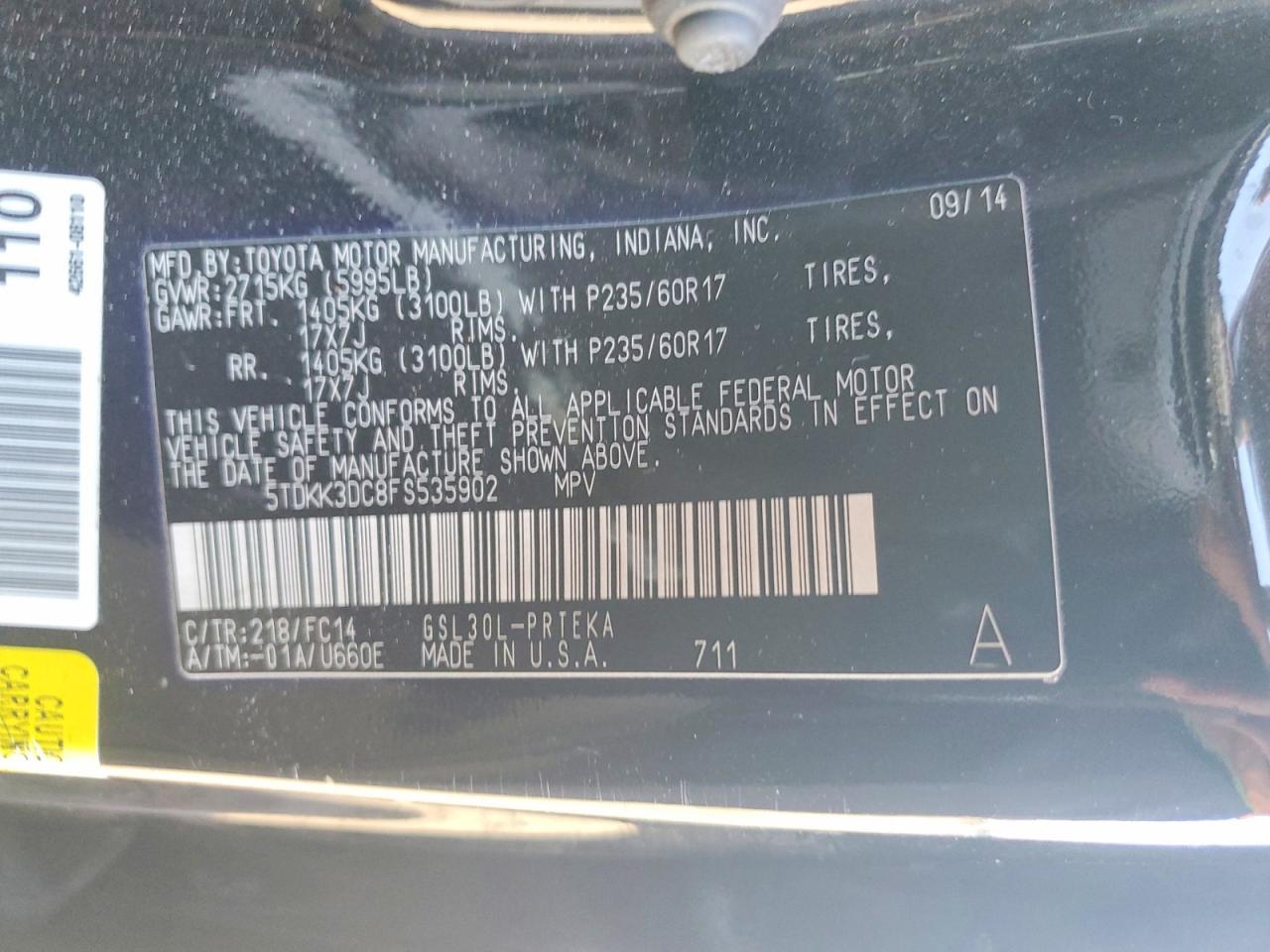 2015 Toyota Sienna le