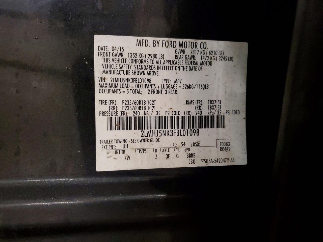 2015 Lincoln Townhouse MKT