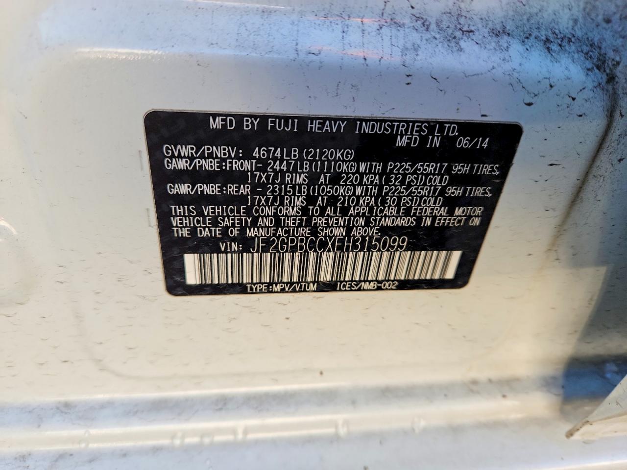2014 Subaru Xv Crosstrek 2.0i Hybrid