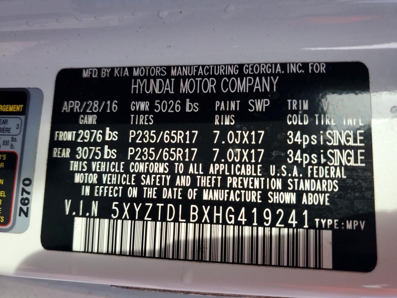 2017 Hyundai Santa fe Sport