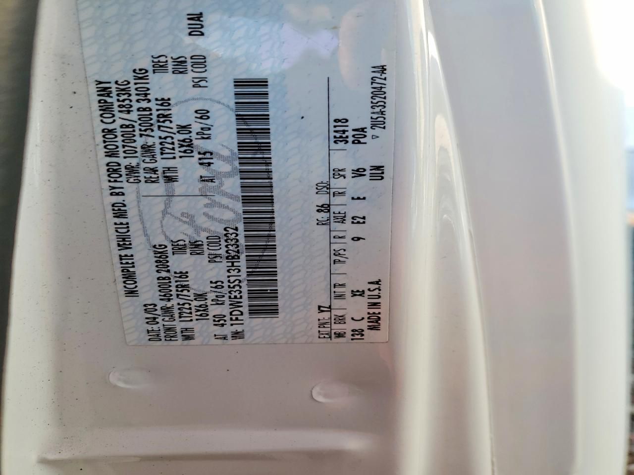 2003 Ford Econoline E350 Super Duty Cutaway Van