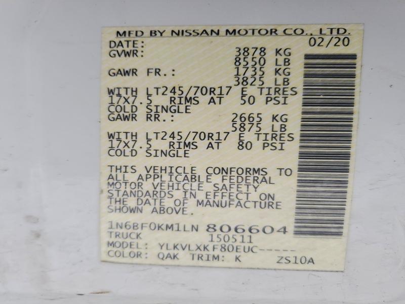 2020 Nissan Nv 1500 Utility / Service van