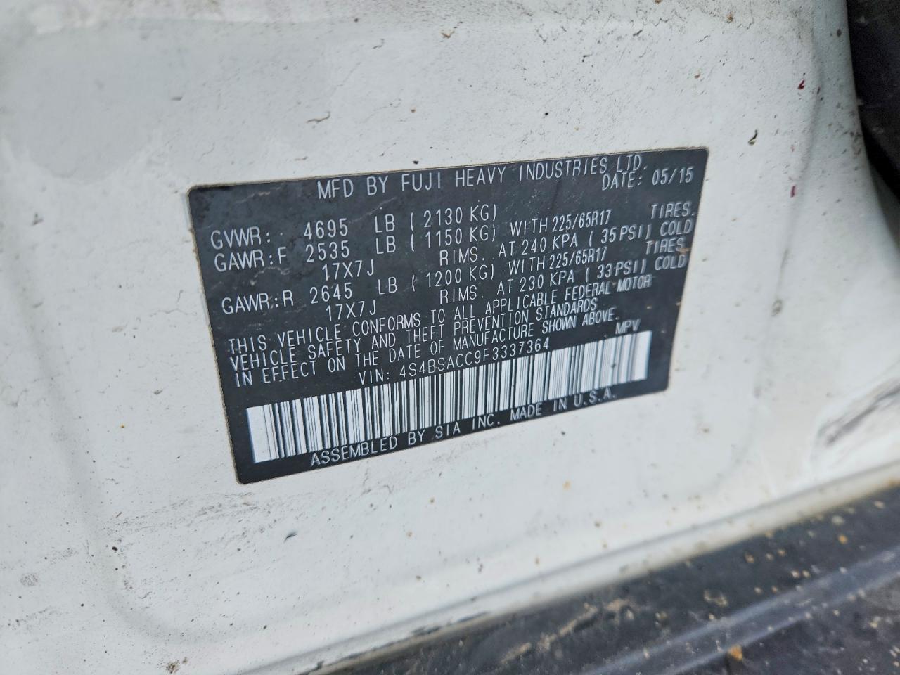 2015 Subaru Outback 2.5i Premium