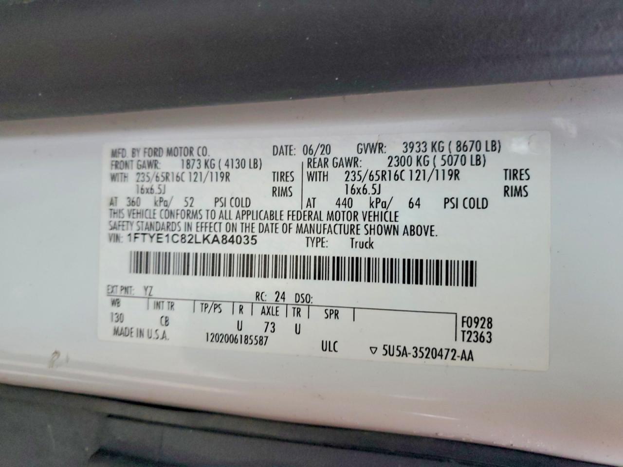 2020 Ford Transit T-150 Utility / Service Van