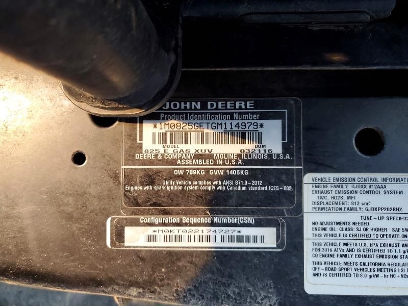 2016 John Deere XUV825I Utility Vehicle