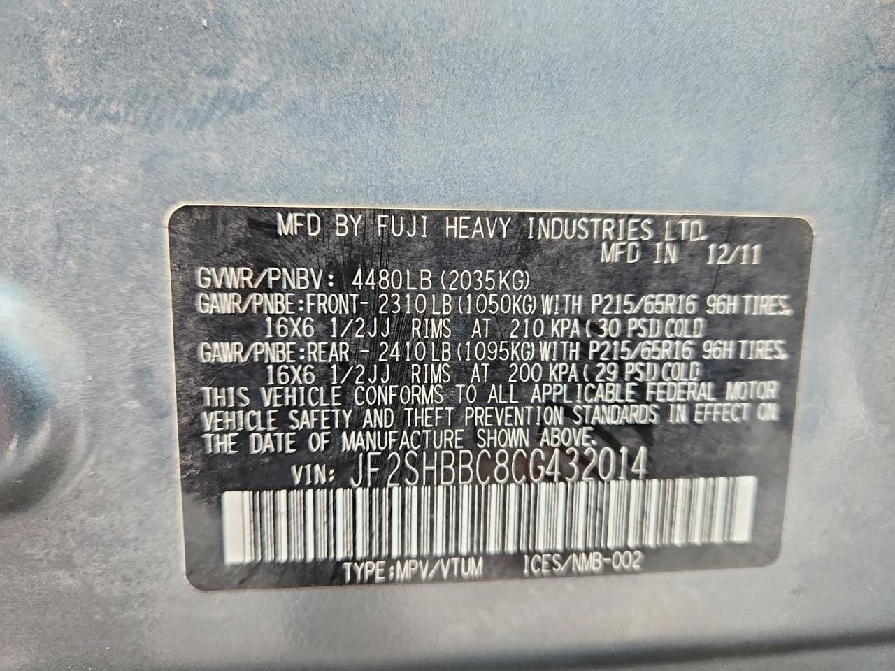 2012 Subaru Forester 2.5x