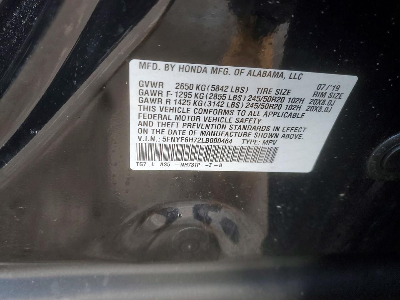 2020 Honda Pilot Black