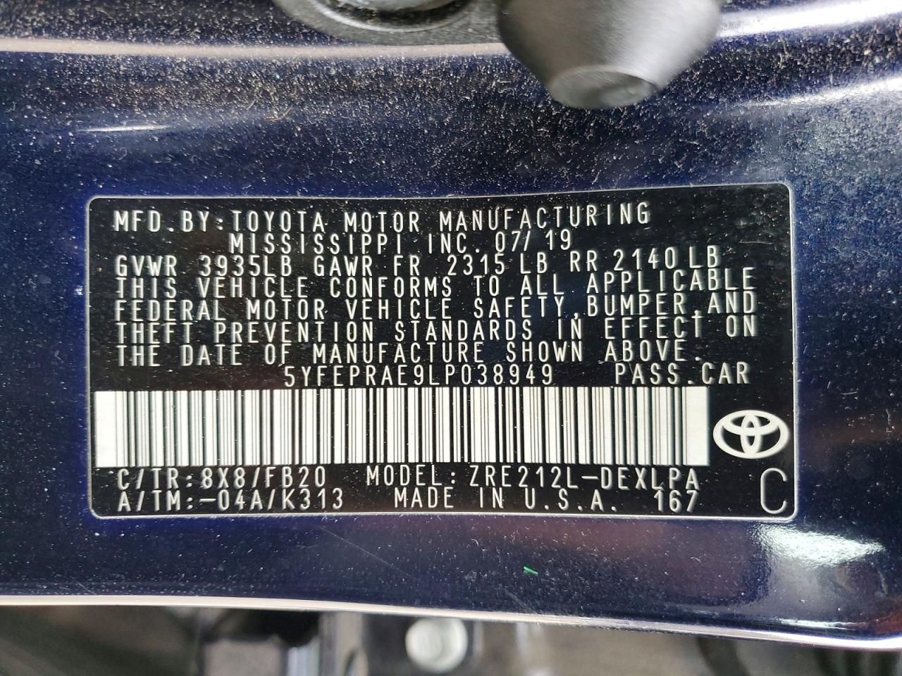 2020 Toyota Corolla le