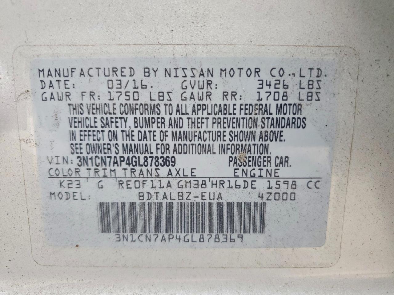 2016 Nissan Versa