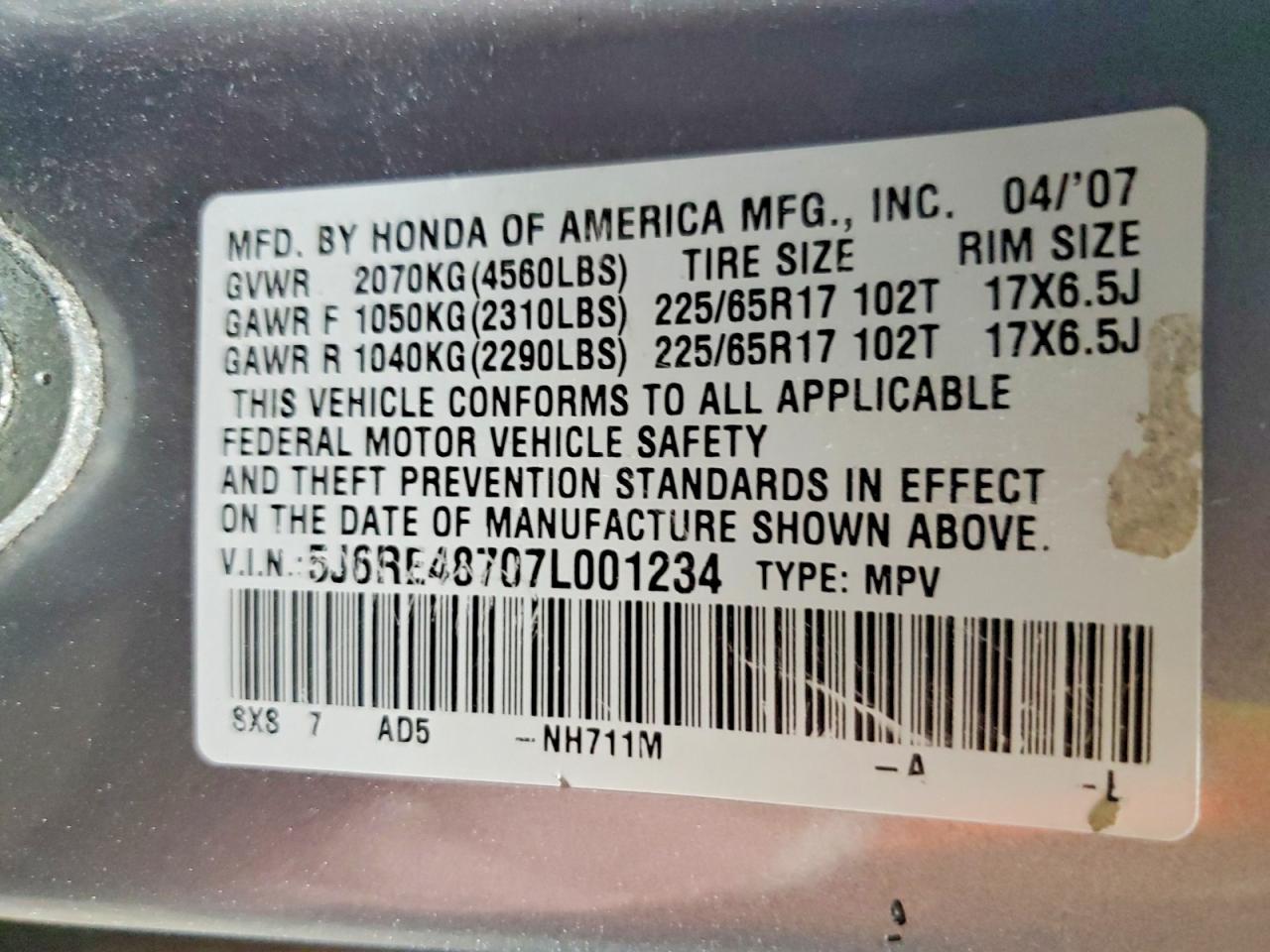 2007 Honda Cr-v exl