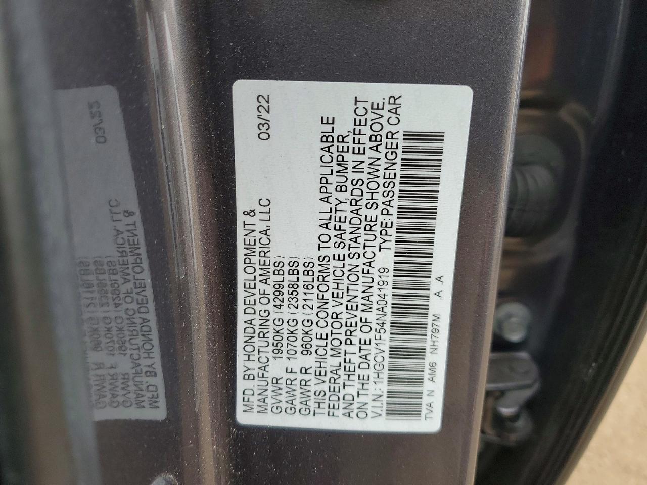 2022 Honda Accord exl
