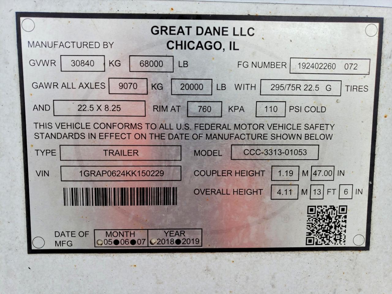 1989 Great Dane 2019 Ggsd Unknown-DRY Van Trailer