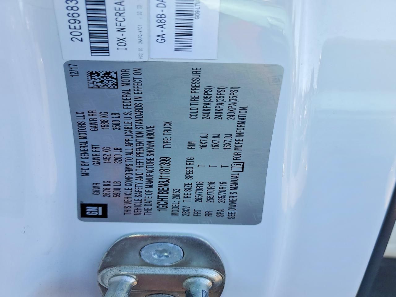 2018 Chevrolet Colorado Utility / Service Truck