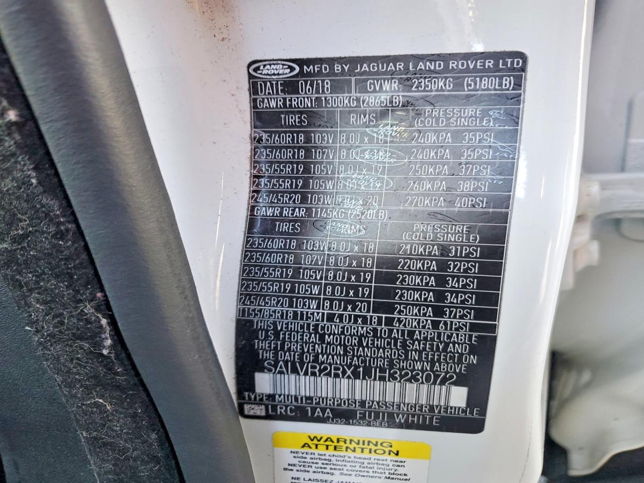 2018 Land Rover Range Rover Evoque hse