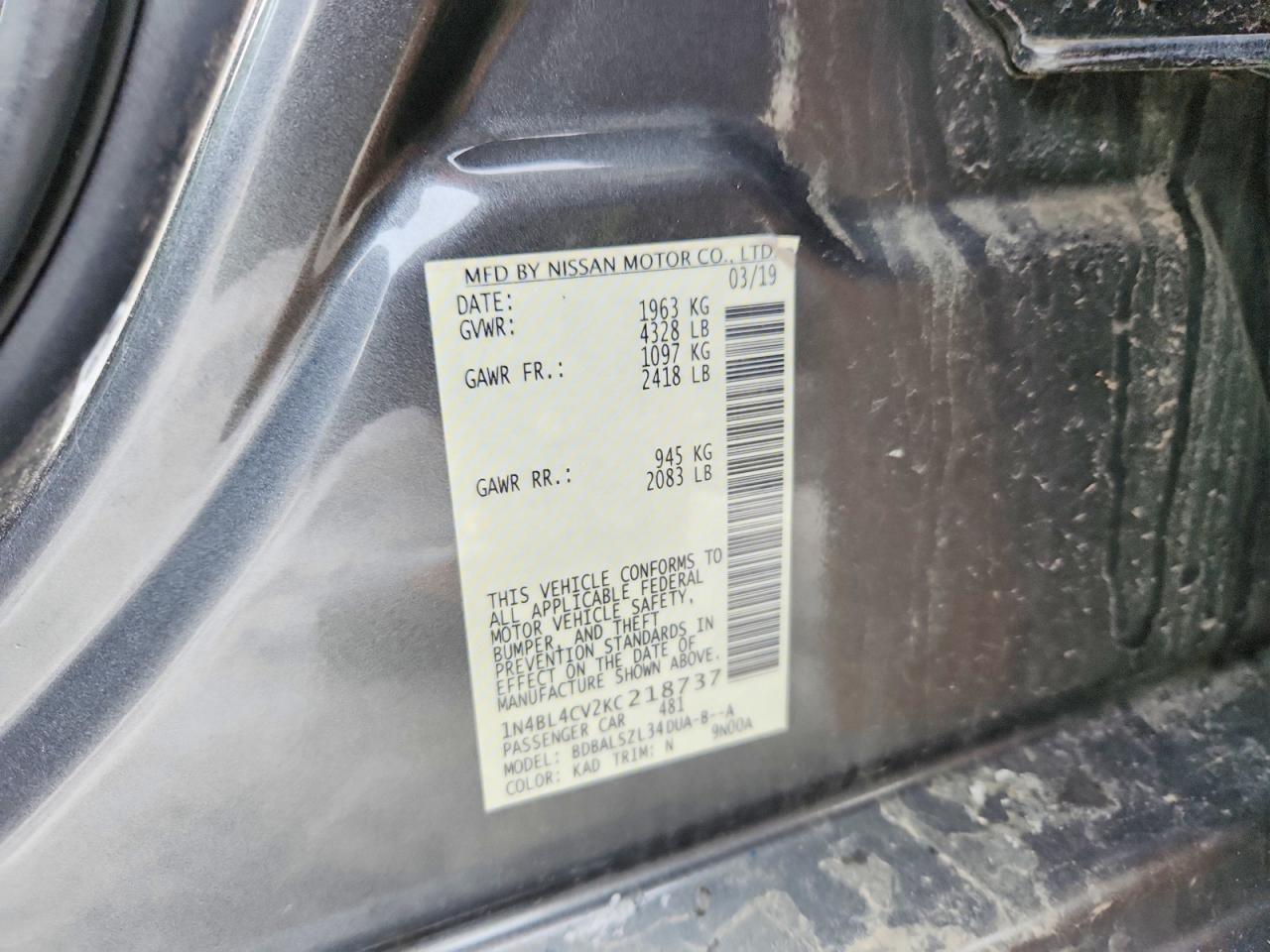 2019 Nissan Altima sr