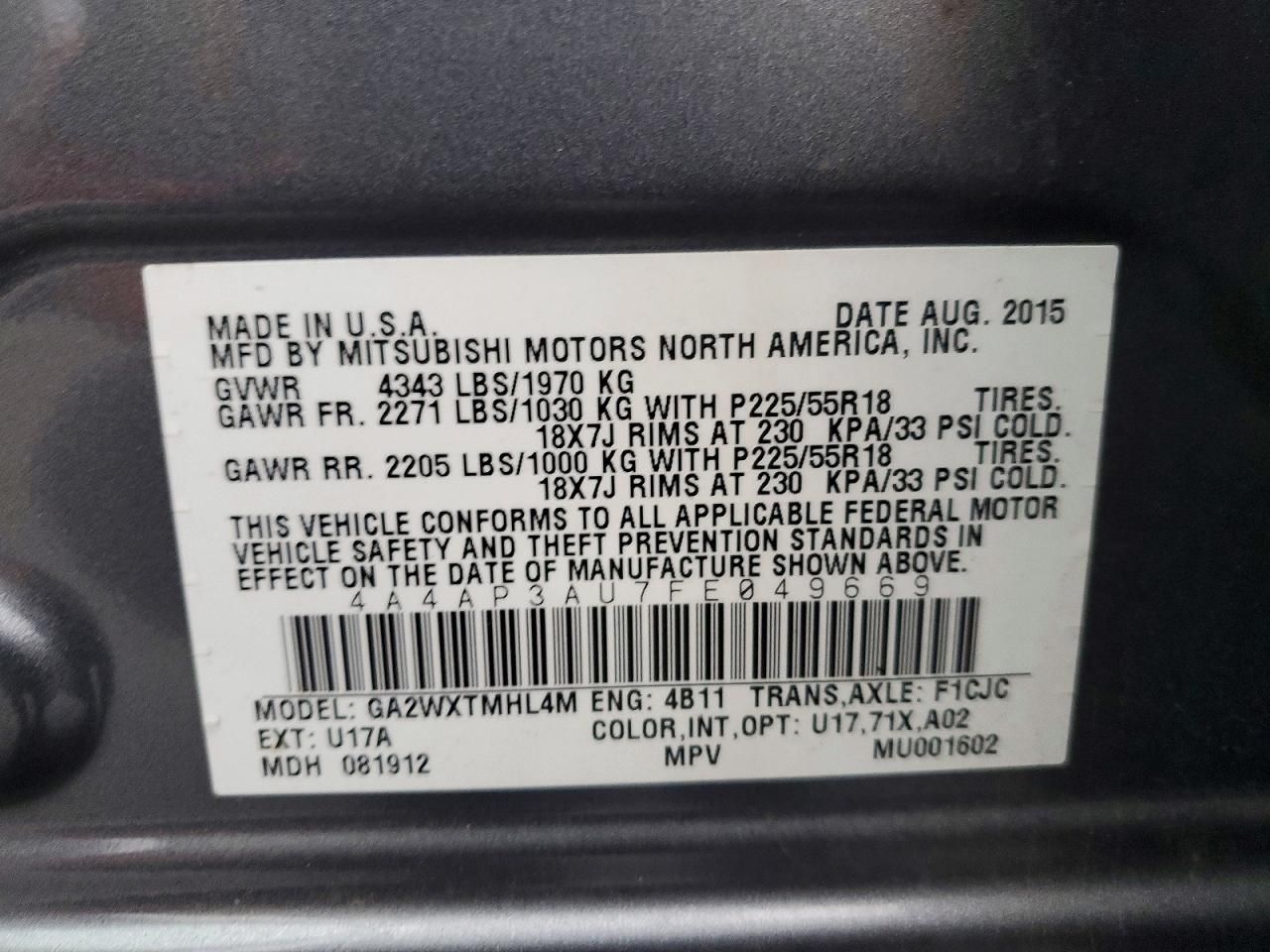 2015 Mitsubishi Outlander Sport es