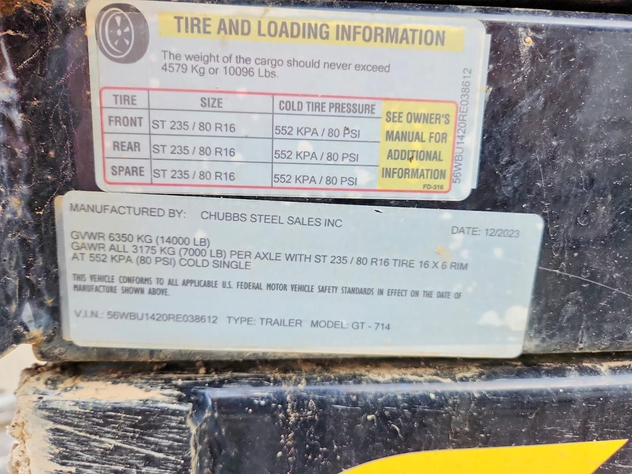 2024 Griffin Gt-714 Dump Trailer