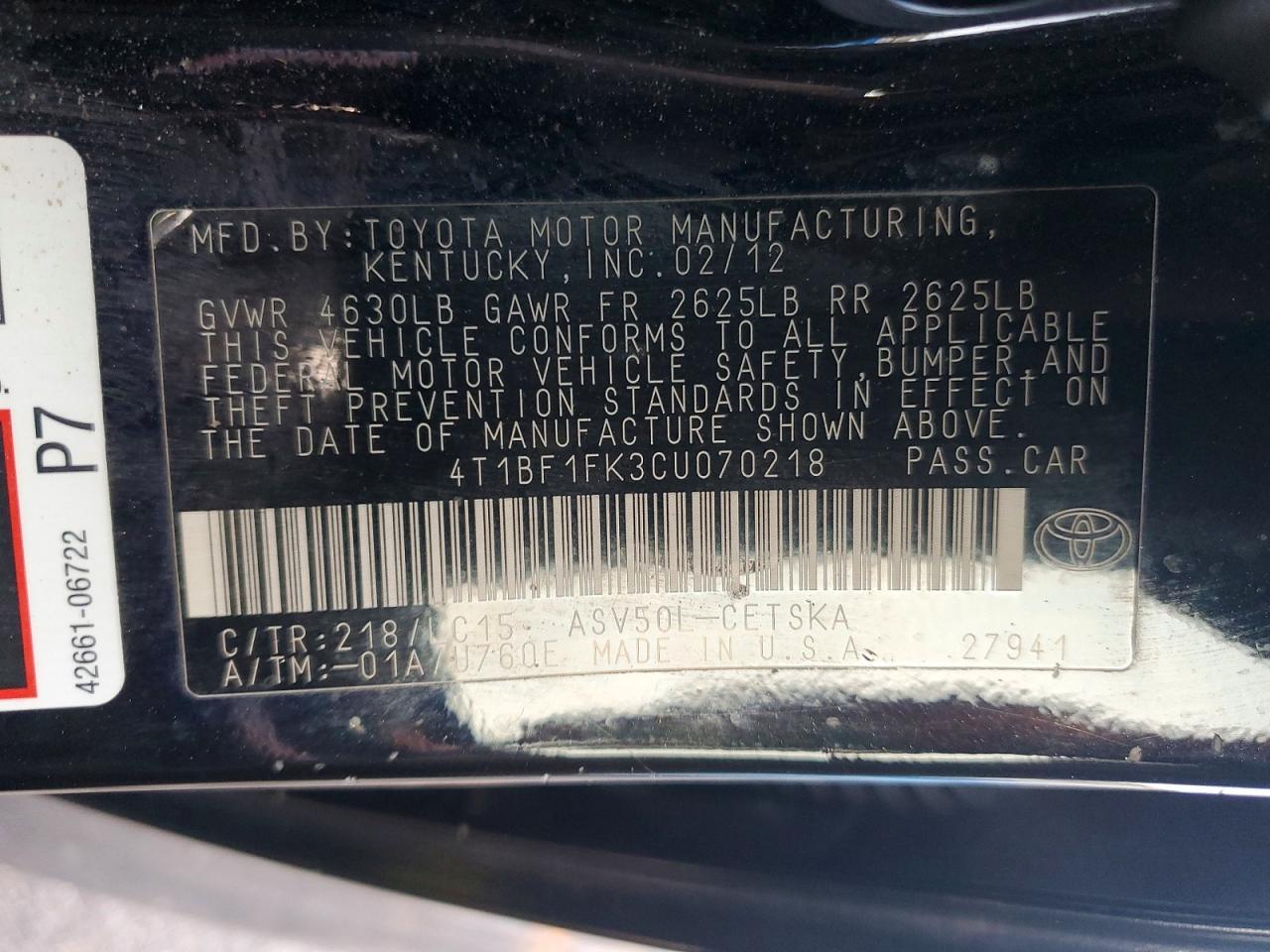 2012 Toyota Camry Base