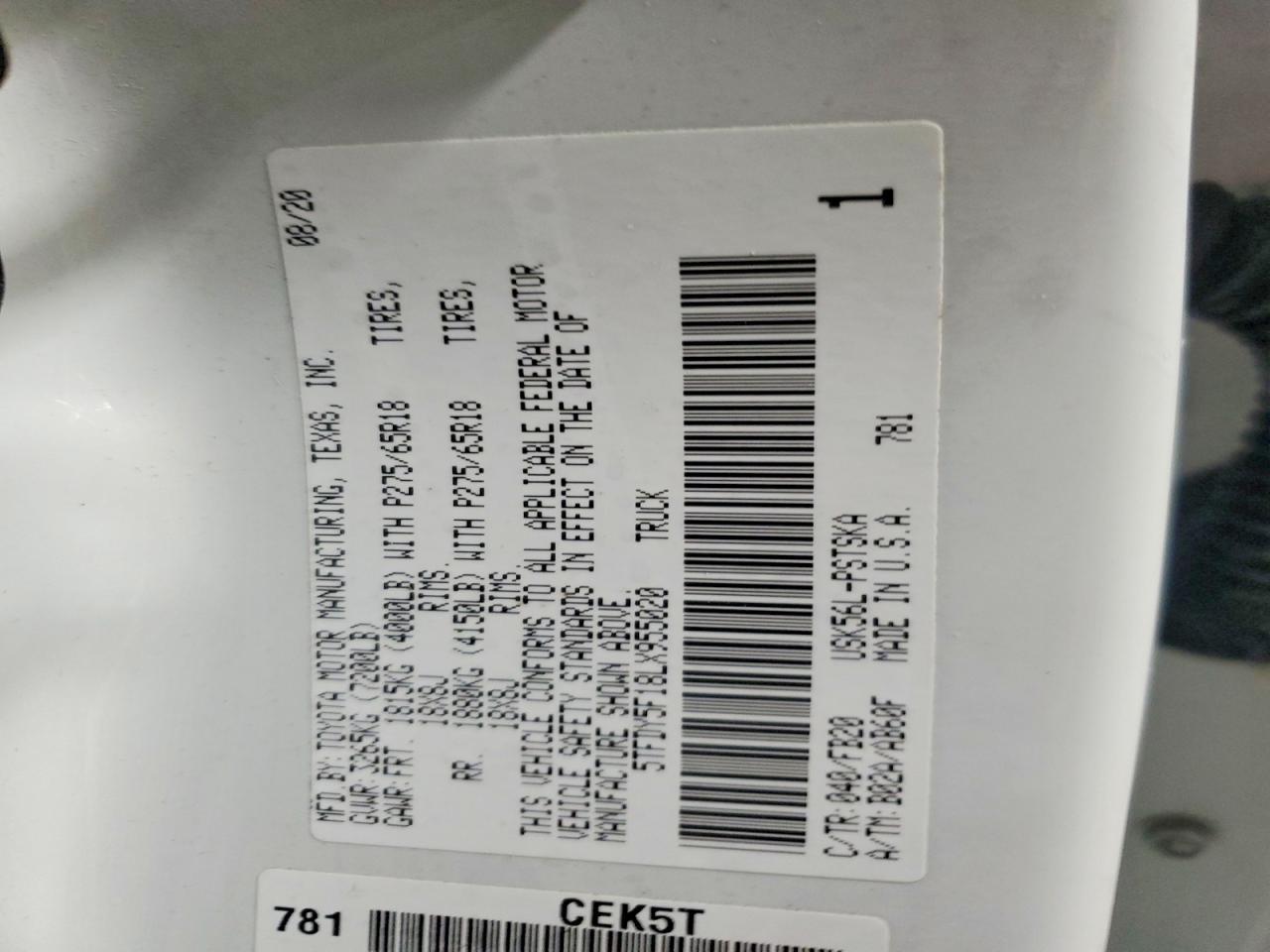 2020 Toyota Tundra Crewmax SR5